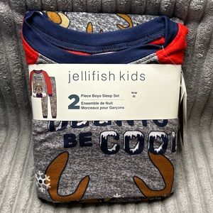 Jellifish Kids New 2pc Red/Grey Reindeer/Snowflakes Sleep Set Boys Medium (8)